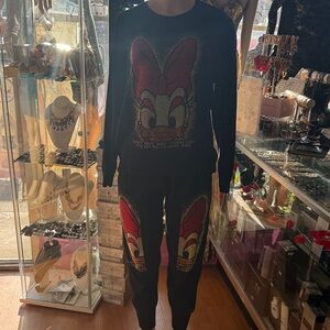 Black Graphic Pantsuit